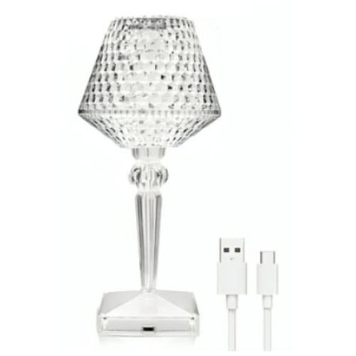 Настольная аккумуляторная акриловая лампа ночник кристалл с зарядкой от USB сенсорным управлением 3 режима свечения 27×12 см(30)