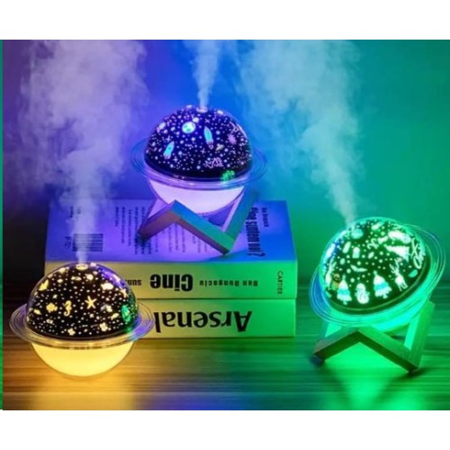Увлажнитель воздуха и ночник 2 в 1 с новогодней LED проекцией PROJECTOR HUMIDIFIER, деревянная стойка