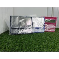 Термосумка 22*19*15 см (№633) серебристо-синяя, серебристо-черная, серебристо-розовая на 2 молниях (100)