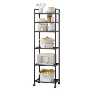 Полка этажерка для хранения стойка для ванной комнаты стеллаж для кухни 6 ярусов на колесах 41x33x164 см (16)