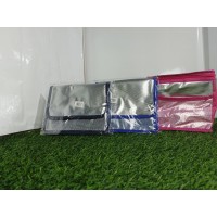 Термосумка 22*19*15 см (№633) серебристо-синяя, серебристо-черная, серебристо-розовая на 2 молниях (100)