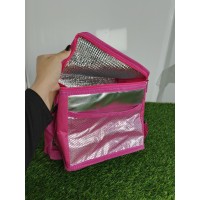 Термосумка 22*19*15 см (№633) серебристо-синяя, серебристо-черная, серебристо-розовая на 2 молниях (100)