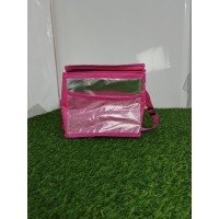 Термосумка 22*19*15 см (№633) серебристо-синяя, серебристо-черная, серебристо-розовая на 2 молниях (100)