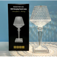 Настольная аккумуляторная акриловая лампа ночник кристалл с зарядкой от USB сенсорным управлением 3 режима свечения 27×12 см(30)