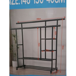 Полка стеллаж для одежды, Черная 148*150*40 см 1308 (6шт)