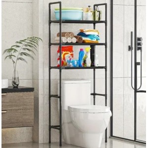 Полка стеллаж в ванную над унитазом Toilet Rack Черная 47*25*155 см 1311 (16шт)