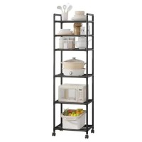 Полка этажерка для хранения стойка для ванной комнаты стеллаж для кухни 6 ярусов на колесах 41x33x164 см (16)