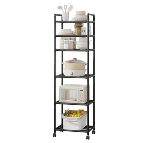 Полка этажерка для хранения стойка для ванной комнаты стеллаж для кухни 6 ярусов на колесах 41x33x164 см (16)