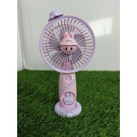 Вентилятор портативний акумуляторний Labubu HQ-60A-3 в четырех цветах (голубо-желтый,желто-голубой, розово-фиолетовый,фиолетово-розовый) с подставкой  на USB(120)