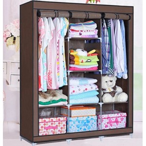 Складной каркасный шкаф Storage Wardrobe «88130 бордо», шкаф на три секции 130х45х175 см(10)