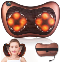 Массажная подушка с инфракрасным подогревом Massage Pillow QY-8028, роликовый масажер для спины и шеи(20)