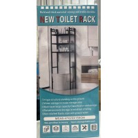 Полка стеллаж в ванную над унитазом Toilet Rack с крючками, Черная 47*25*155 см (ТМ0022) (16шт)