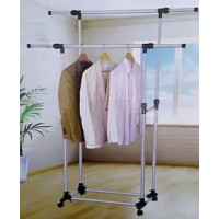 Двойная телескопическая вешалка напольная стойка напольная Double Pole Clothers Horse.(ТМ083). Размер изделия: (900-1500)*430*(1000-1600)mm (16)