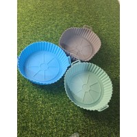 Силиконовая форма для аэрогриля мультипечи ребриста, круглая (2673) 17*5*20см/(105г) серый, пудровый, мятный. (200)