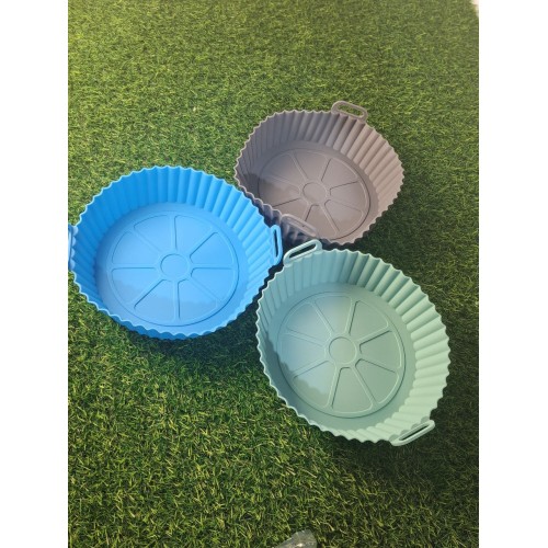 Силиконовая форма для аэрогриля мультипечи ребриста, круглая (2673) 17*5*20см/(105г) серый, пудровый, мятный. (200)