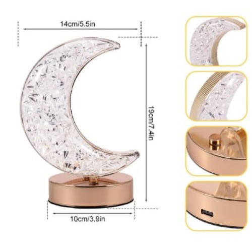 Хрустальная настольная лампа в виде Луны, 3 цвета, ночник с сенсорным управлением (30)