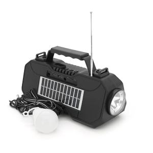 Переносной фонарь EP-519+Solar, Функции: PowerBank, FM радио, USB/TF, Bluetooth, АКБ 1800mAh, 1 выносная лампочка 1W(24)
