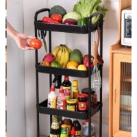 Стеллаж - Этажерка универсальная 4-х ярусная на колесах: черная, белая (12 шт) Размер: 37 x 25 x 95 см