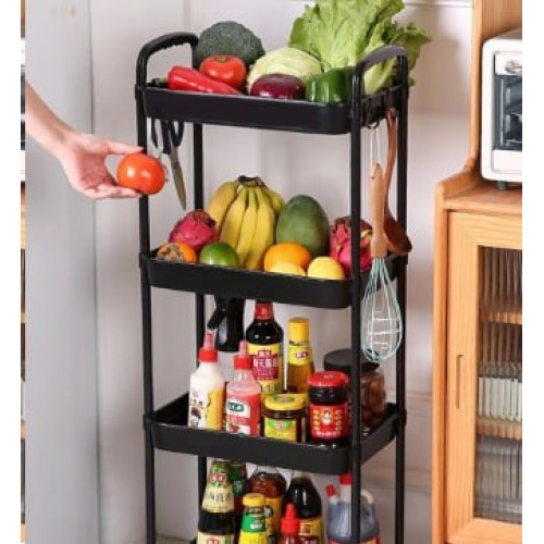 Стеллаж - Этажерка универсальная 4-х ярусная на колесах: черная, белая (12 шт) Размер: 37 x 25 x 95 см