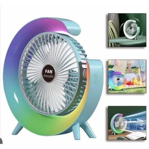 Портативный USB мини-вентилятор с цветной LED подсветкой: зеленый, белый, голубой, розовый (40)
