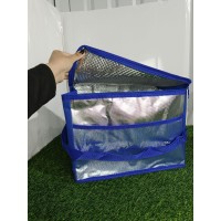 Термосумка 22*19*15 см (№633) серебристо-синяя, серебристо-черная, серебристо-розовая на 2 молниях (100)