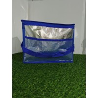 Термосумка 22*19*15 см (№633) серебристо-синяя, серебристо-черная, серебристо-розовая на 2 молниях (100)