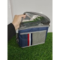 Термосумка 25*13*19 см (№730-4), синий/серый на 2 молниях(100)