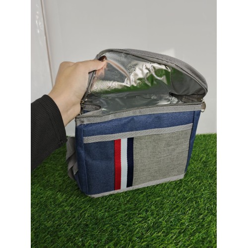 Термосумка 25*13*19 см (№730-4), синий/серый на 2 молниях(100)