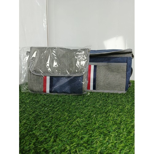 Термосумка 25*13*19 см (№730-4), синий/серый на 2 молниях(100)