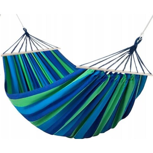 Гамак гавайский хлопчатобумажный двухместный, 120 x 200 см садовый усиленный с деревянными планками поперечинами для дома, дачи, сада(30)