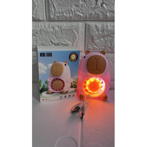 Вентилятор портативный аккумуляторный с подсветкой КАПИБАРА 12*8*6 см на USB(144)