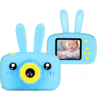 Детский фотоаппарат Baby Photo Camera Rabbit фотокамера с автофокусом Х500 Зайчик Белый, Голубой 