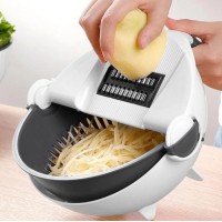 Терка Basket Vegetable Cutter овощерезка слайсер с контейнером многофункциональная с насадками и овощечисткой Белая 