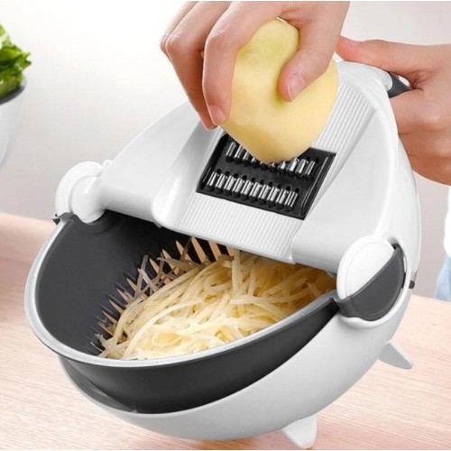Терка Basket Vegetable Cutter овощерезка слайсер с контейнером многофункциональная с насадками и овощечисткой Белая 