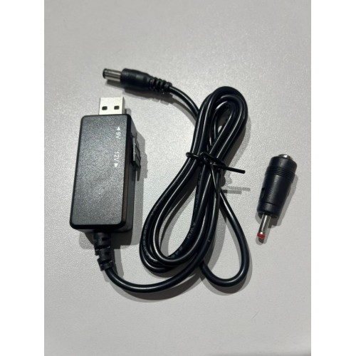 Кабель преобразователь USB-DC для роутера 9V/12V до 0,7А с переключателем, питание от PowerBank, DC 5.5×2.1 с переходником(500)