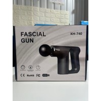 Ручной портативный ударный массажер Fascial Gun KH-740 с насадками для спины и тела. Цвет: красный, черный, серый, голубой (20 шт)