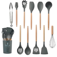 Набор кухонных принадлежностей 12 предметов силиконовые с подставкой Лопатки половник для кухни микс(24)