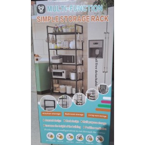 полка для микроволновки и кухонные предметы 5 ярусный,147x50,5x27 см,полка верхняя 18см,остальные 4 полки по 32 см кожная (12)