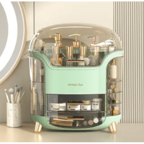 Настольный пылезащитный макияж бокс (органайзер) для хранения косметики и инструментов для макияжа. Цвет: масло и белый(4шт)